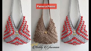 Bolsa de Crochê Econômica Sacola de Crochê Passo a Passo Prof Neddy Ghusmam [upl. by Lissi]