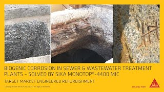 Biogenic corrosion in Sewer amp wastewater treatment plants – solved by Sika MonoTop® 4400 MIC [upl. by Bornstein]