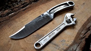 Forging a BOWIE KNIFE from a broken crescent wrench [upl. by Webb]