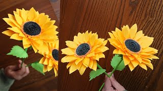 Easy Way To Make Beautiful Paper Sunflower  Paper Craft  Paper Flower  DIY Home Decor [upl. by Akerue]