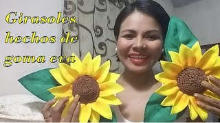 Como hacer girasoles de goma eva sin moldes [upl. by Rimma911]