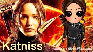 How to Draw Chibi Katniss Everdeen Hunger Games step by step Mockingjay [upl. by Euton]