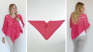 SUCH SIMPLE PONCHO  FREE CROCHET PATTERN [upl. by Nivk]