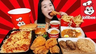 ENTIRE JOLLIBEE MENU FEAST Jolly Spaghetti Crispy Chickenjoy Cheeseburger Fiesta Noodles Mukbang [upl. by Hendrix]